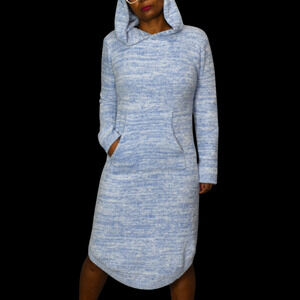 Softies Marshmallow Hooded Lounge Dress Blue Marl Ultra Plush Cloud Lounger XS